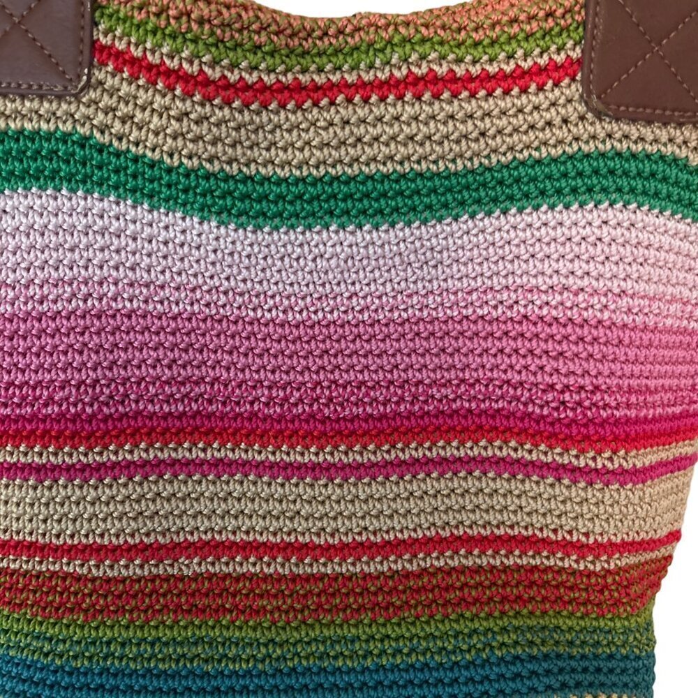 The Sak Cambria Crochet Vintage Rainbow Multicolor Shoulder Tote Handbag - Picture 6 of 7